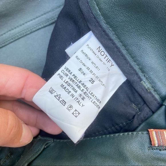 Notify Genuine Leather Skinny Pants Made in Italy Emerald Green - Picture 8 of 11